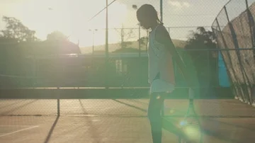 Slow motion of tennis player preparing to serve Stock Footage 85650728