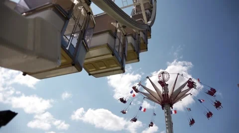 Slow Motion Theme Park Rides - 60fps Stock Footage 52443915