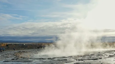 Slow motion, thermal geyser exploding in Iceland Stock Footage 120881534