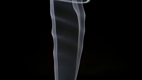 SLOW MOTION: Thin transparent elegant smoke slowly lifts up on a dark background Video stock 70408148