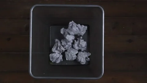 Slow motion, Throw crumpled into rubbish bin. Stock Footage 174291929