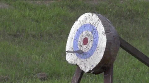 Slow Motion Throwing Knife in Target at 960fps Stock-Footage 25602894