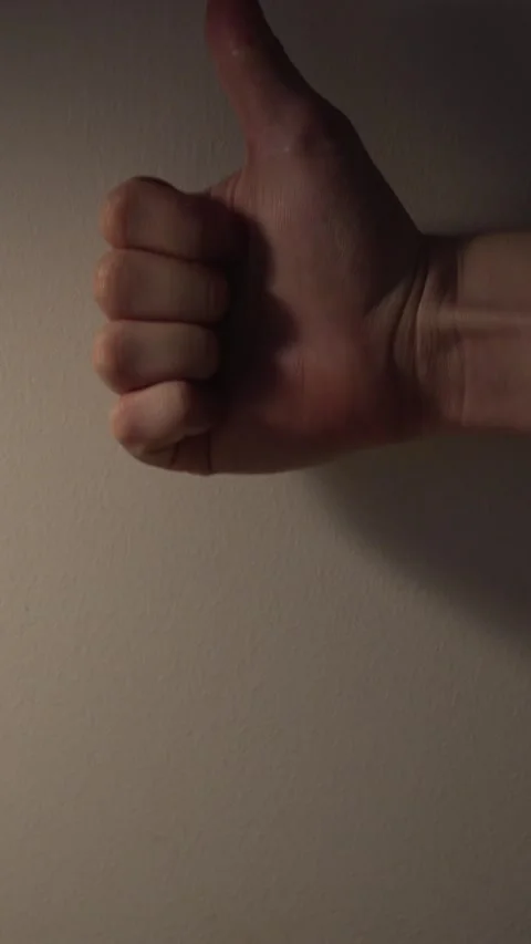 Slow Motion Thumbs Up Gesture – Approving Hand Signal Stock Footage 308648087