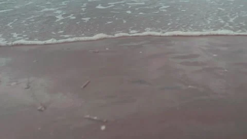 Slow motion tide rolling in and out from the sea on a sandy beach Stock Footage 132540786