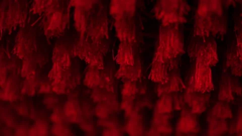 Slow Motion Tilt Down Shot Of Hanging Red Tassels - Shanghai, China Stock Footage 152850738