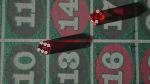 Slow motion top-down close-up dice on gaming table Stock Footage 335699890