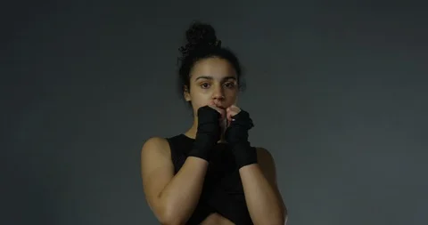 Slow Motion Of Tough Mixed Race Young Woman Covering Face  Stock Footage 112777764