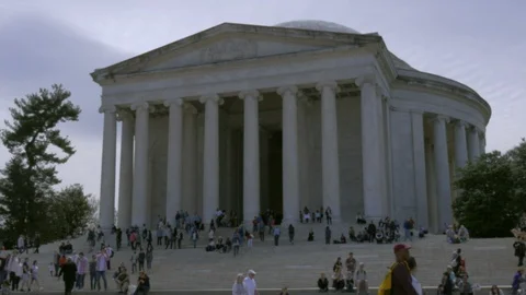 Slow Motion Tourists Visit the Thomas Jefferson Memorial Stock Footage 106207979