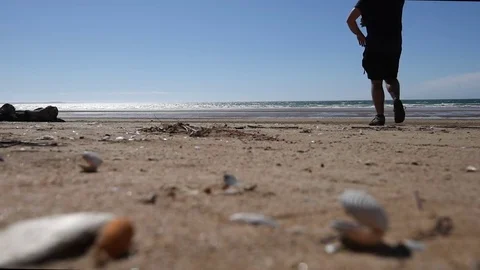 Slow Motion: Tourists Walking Along White Sandy Beach Australia Stock Footage 80637965