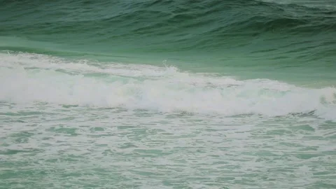 Slow Motion Tracking Dramatic Wave Crashing With Seagull off Florida Coast Stock Footage 133097994