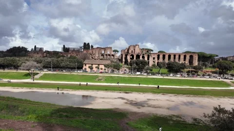 Slow Motion Tracking Shot Of Ancient Roman Ruins On Palatine Hill Stock Footage 330123547