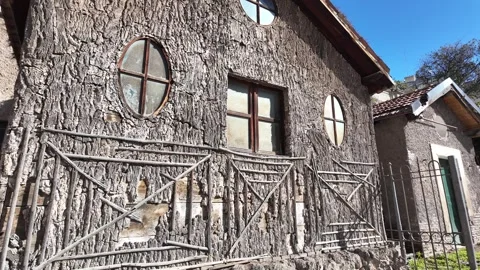 Slow Motion Tracking Shot Of Authentic Clay Mazanka Wall Texture Stock Footage 330122645