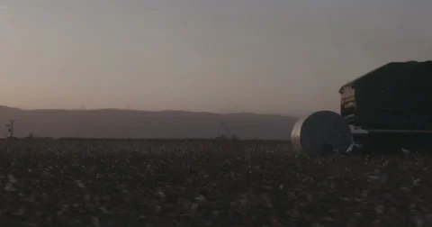 Slow motion tracking shot of a cotton picker 스톡 동영상 68551379