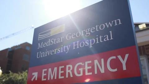A Slow Motion Tracking Shot of an Emergency Room Sign Stock Footage 140746379