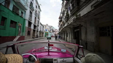 Slow motion tracking shot of historic buildings in Havana Cuba. Stock Footage 242095643