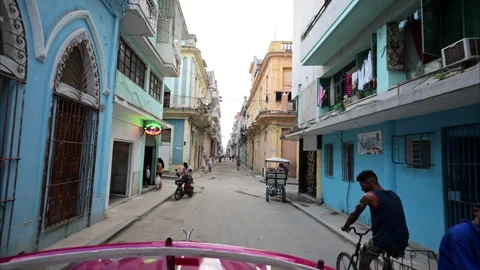 Slow motion tracking shot of historic buildings in Havana Cuba. Stock Footage 242101532