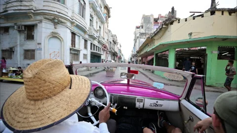 Slow motion tracking shot of historic buildings in Havana Cuba. Stock Footage 242189933