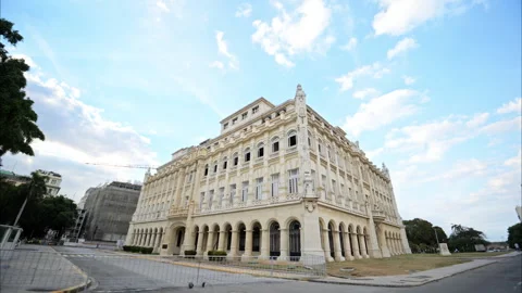 Slow motion tracking shot of historic buildings in Havana Cuba. Stock Footage 242293247