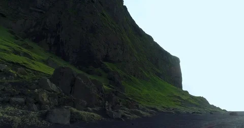 Slow motion tracking shot of huge cliffs in Iceland 스톡 동영상 79838986