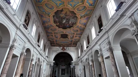 Slow Motion Tracking Shot Of Magnificent Baroque Ceiling Near Palatine Hill Stock Footage 330123628