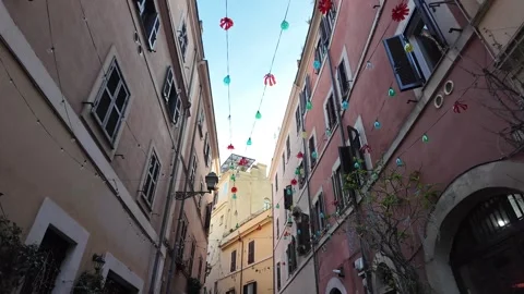 Slow Motion Tracking Shot Of Roman Street Life In Trastevere District Stock Footage 328846308