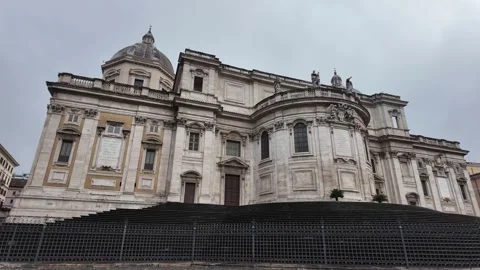 Slow Motion Tracking Shot Of Santa Maria Maggiore Basilica Exterior Rome Stock Footage 329713279