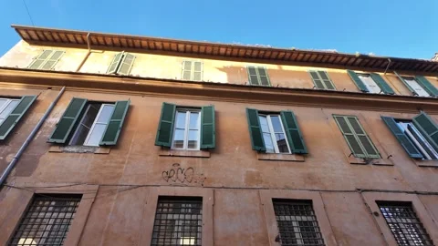 Slow Motion Tracking Shot Of Traditional Roman Houses In Trastevere Stock-Footage 328845497