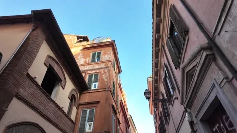 Slow Motion Tracking Shot Walking Through Trastevere District Rome Stock-Footage 328846379