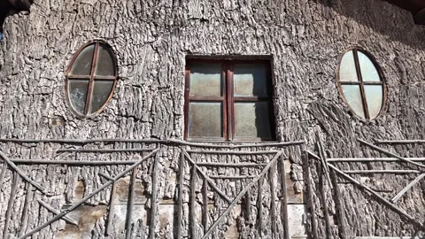 Slow Motion Tracking Shot Of Whitewashed Clay Mazanka Textures Stock Footage 330122655