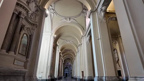 Slow Motion Tracking Through The Side Aisle Of Lateran Basilica Rome Stock Footage 330122070