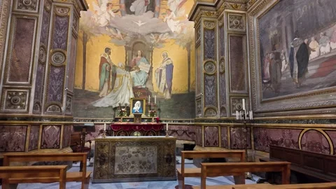 Slow Motion Tracking Through St Cyril Shrine In San Clemente Basilica Vídeos de archivo 330122872
