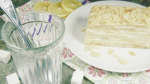Slow motion traditional tea party in Russian Video stock 97749892