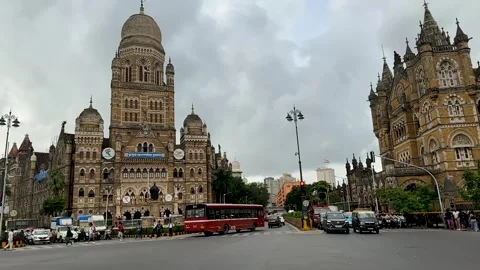Slow motion traffic and people at Mumbai Road. 4K. Stock Footage 252109807