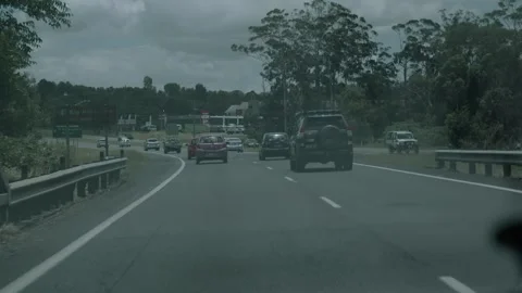 Slow Motion Traffic Driving on Highway in Sunshine Coast Queensland Australia Stock Footage 341313132