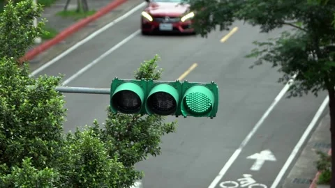 Slow motion of a traffic light sign change from red to green color in Taipei-Dan Stock Footage 134282062
