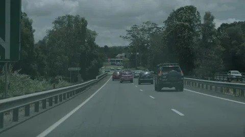 Slow Motion Traffic Moving on Highway Sunshine Coast Queensland Australia Stock Footage 341313024