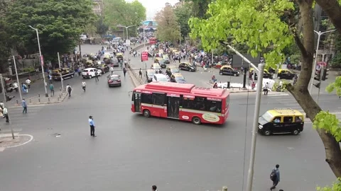 Slow motion traffic outside Mumbai Railway station. Stock Footage 236467652