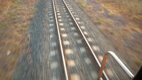 Slow motion train running on railway on countryside 動画素材 137533536