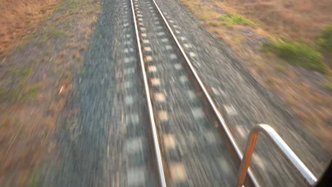 Slow motion train running on railway on countryside Stock Footage 137533587