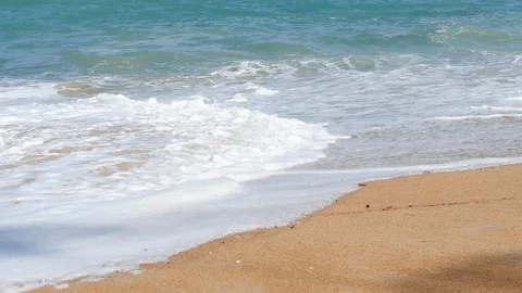 Slow motion tropical beach white sand and blue sea summer time on sunny day.  Se Stock Footage 124747148