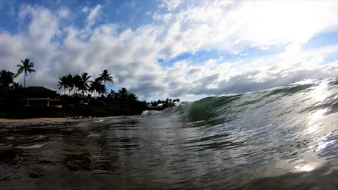 Slow Motion Tropical Ocean Wave Stock Footage 87316548