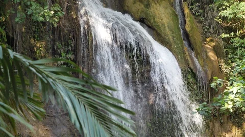 Slow Motion of a tropical waterfall Видео 109843297
