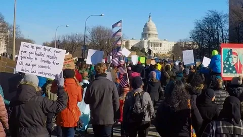 Slow motion of Trump protests in Washington, D.C. Stock Footage