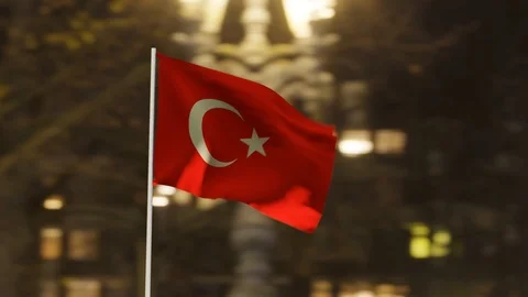 Slow Motion Turkish Flag Loop Stock Footage 94655484