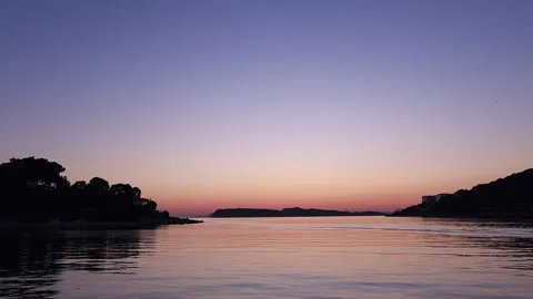 Slow motion twilight view at Uvala Lapad Beach, Dubrovnik, Croatia, 4k Stock-Footage 276365890