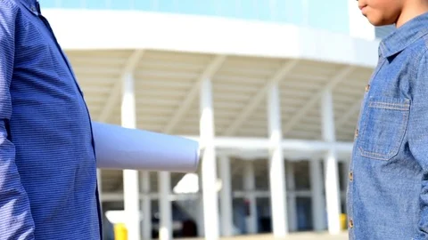 Slow motion two boy shaking hand Stock Footage 77631776