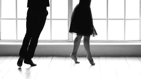 Slow motion two dancers working out in ballet studio. Stock Footage 113093233