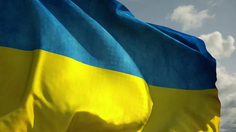Slow motion of Ukrainian flag wind waving against the sky Stock Footage 171121778