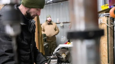 Slow-motion: Ukrainian Techs Build Weapons at Drone Workshop for Combat Stock Footage 312772466