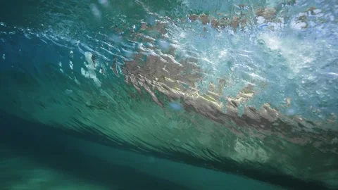 Slow Motion Underwater Ocean Wave Breaking With Bubbles and Turbulence Stock Footage 326097472